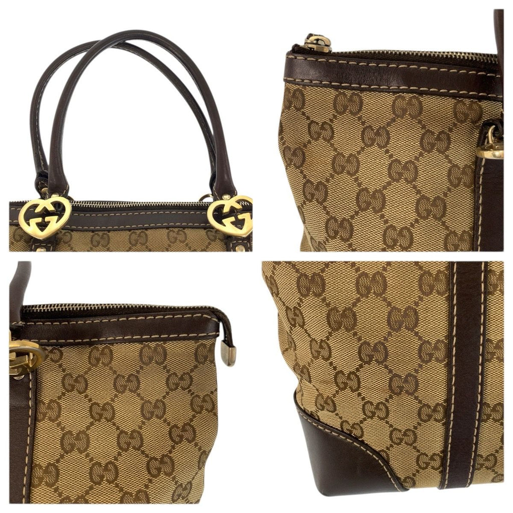 Gucci Brea Brown Beige Gold GG Canvas Leather Tote — view 5