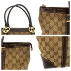 Gucci Brea Brown Beige Gold GG Canvas Leather Tote — view 5