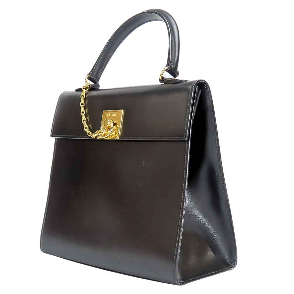 Celine Handbag Ganchini Leather Black Gold Chain — view 2