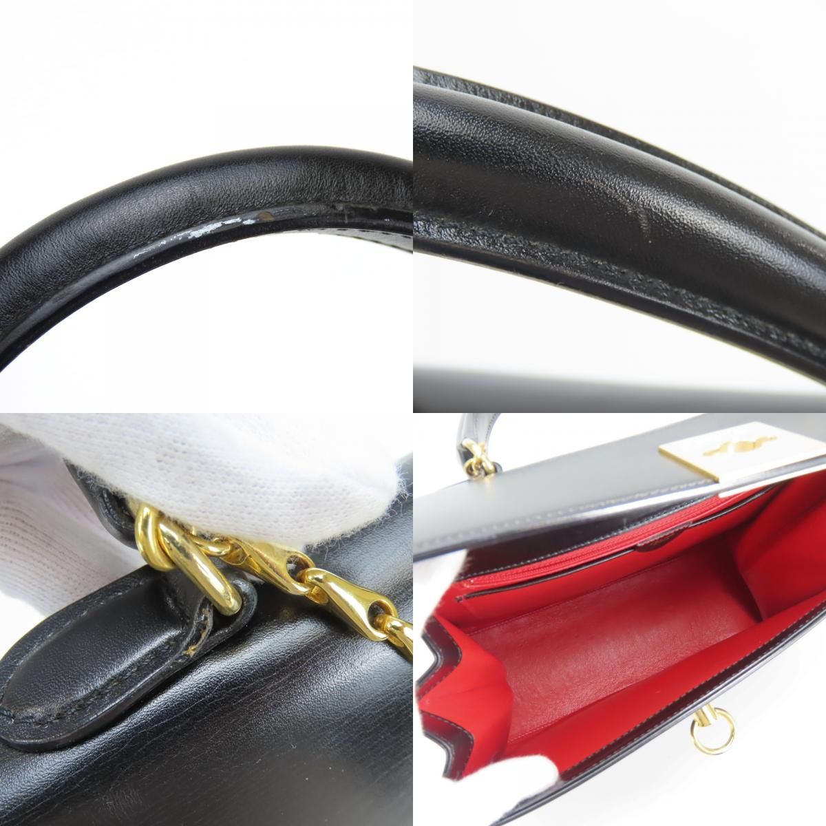 Celine Handbag Ganchini Leather Black Gold Chain — view 7