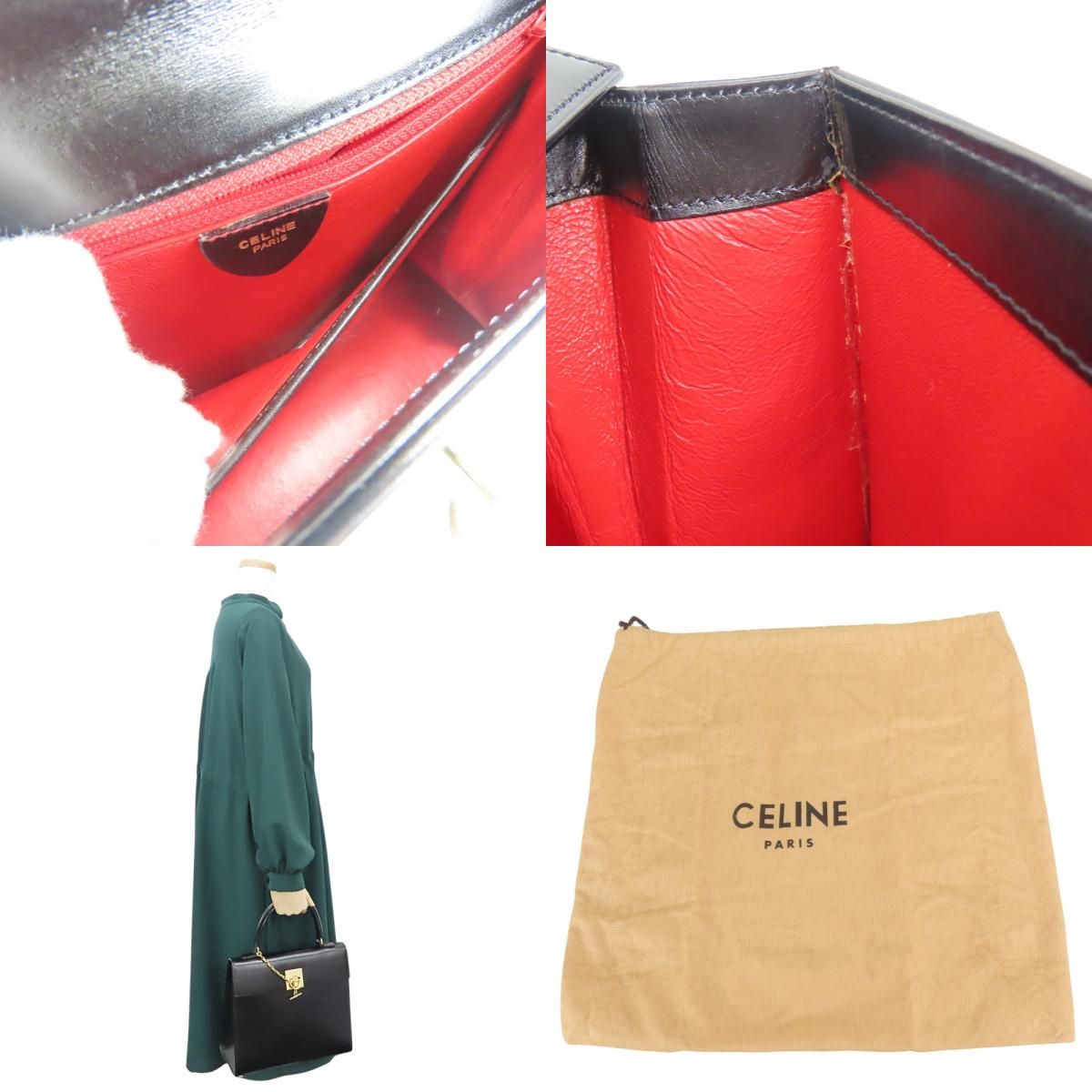 Celine Handbag Ganchini Leather Black Gold Chain — view 9
