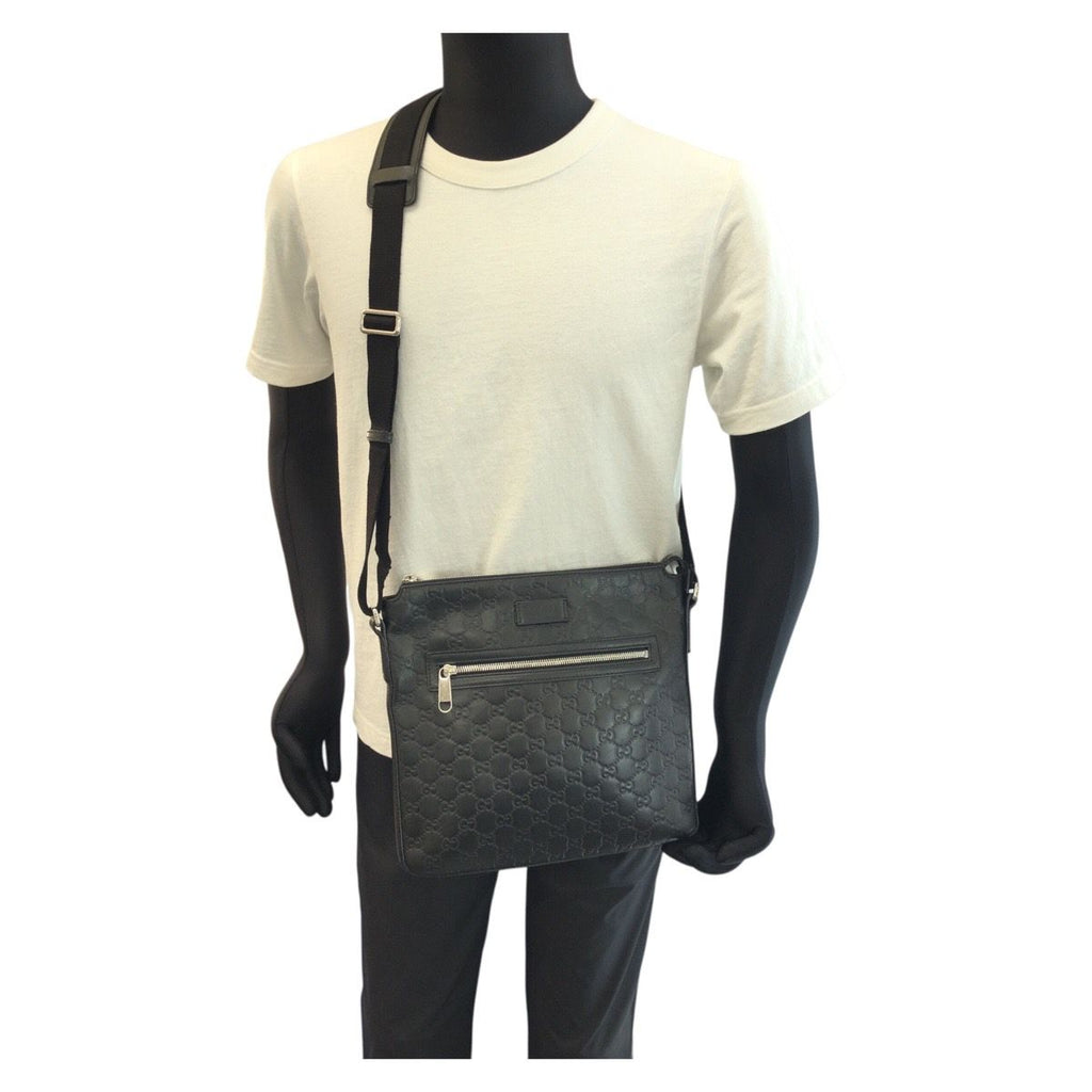 Gucci Guccissima Black Silver Leather Shoulder Bag — view 7
