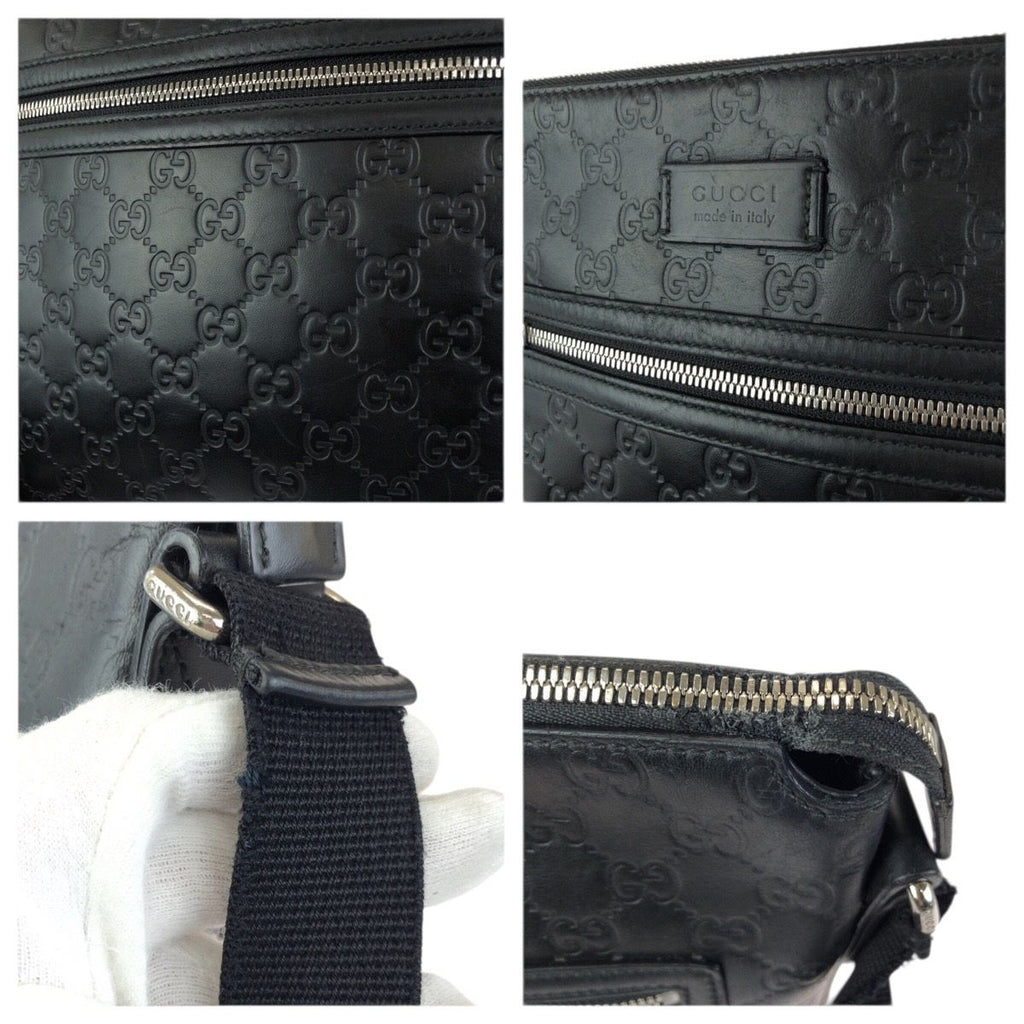 Gucci Guccissima Black Silver Leather Shoulder Bag — view 5