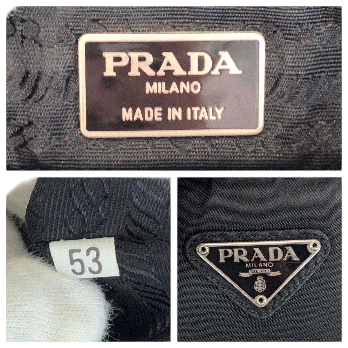 Prada Tessuto Black Silver Nylon Tote Shoulder Bag — view 4