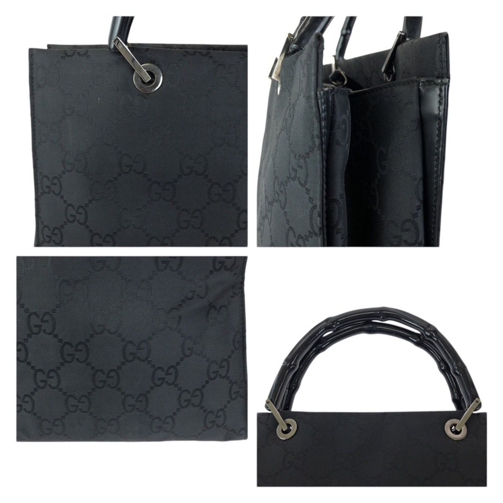 Gucci Bamboo GG Pattern Black Silver Nylon 002 Tote — view 5