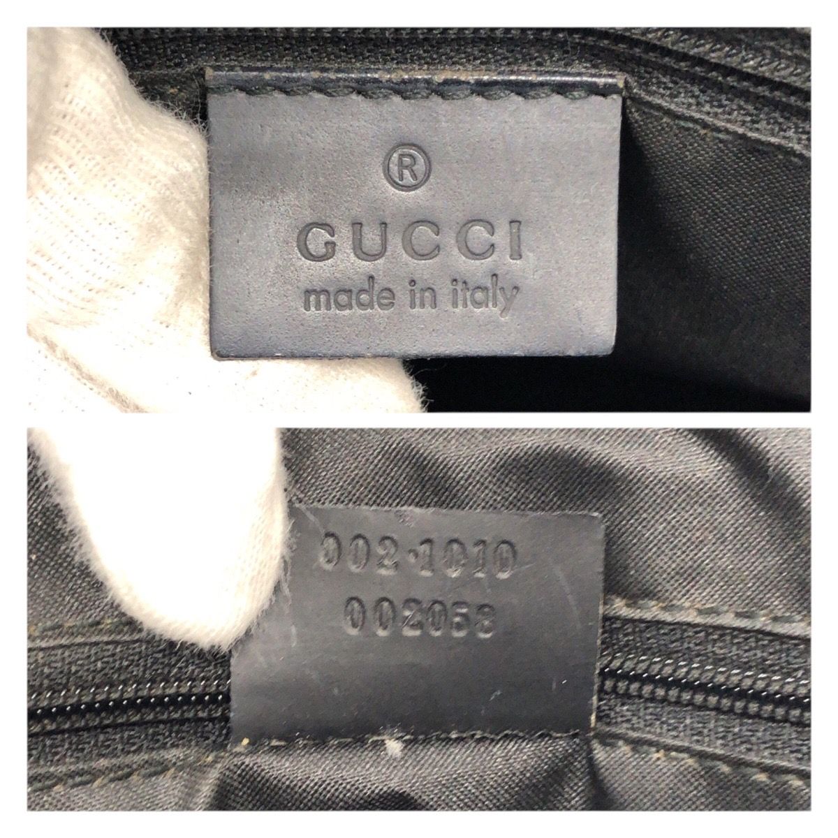 Gucci Bamboo GG Pattern Black Silver Nylon 002 Tote — view 4