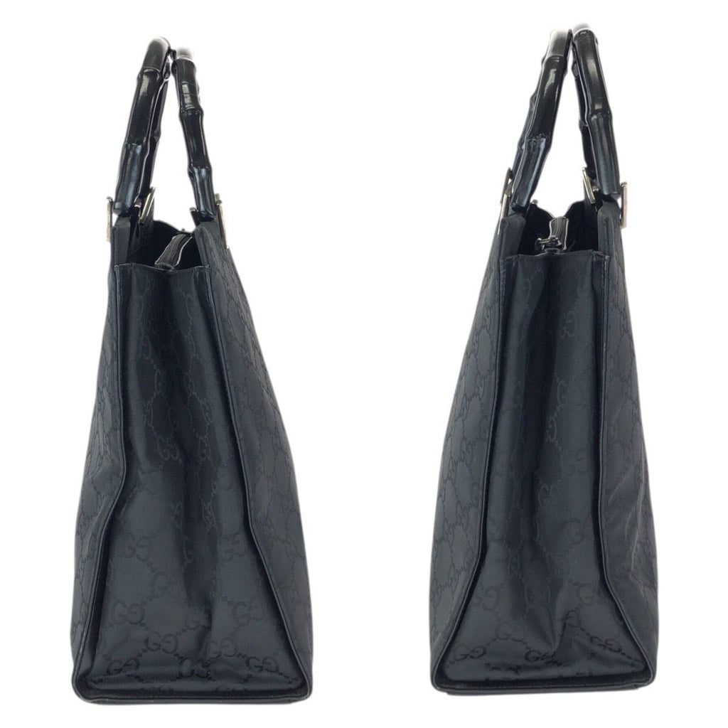 Gucci Bamboo GG Pattern Black Silver Nylon 002 Tote — view 8