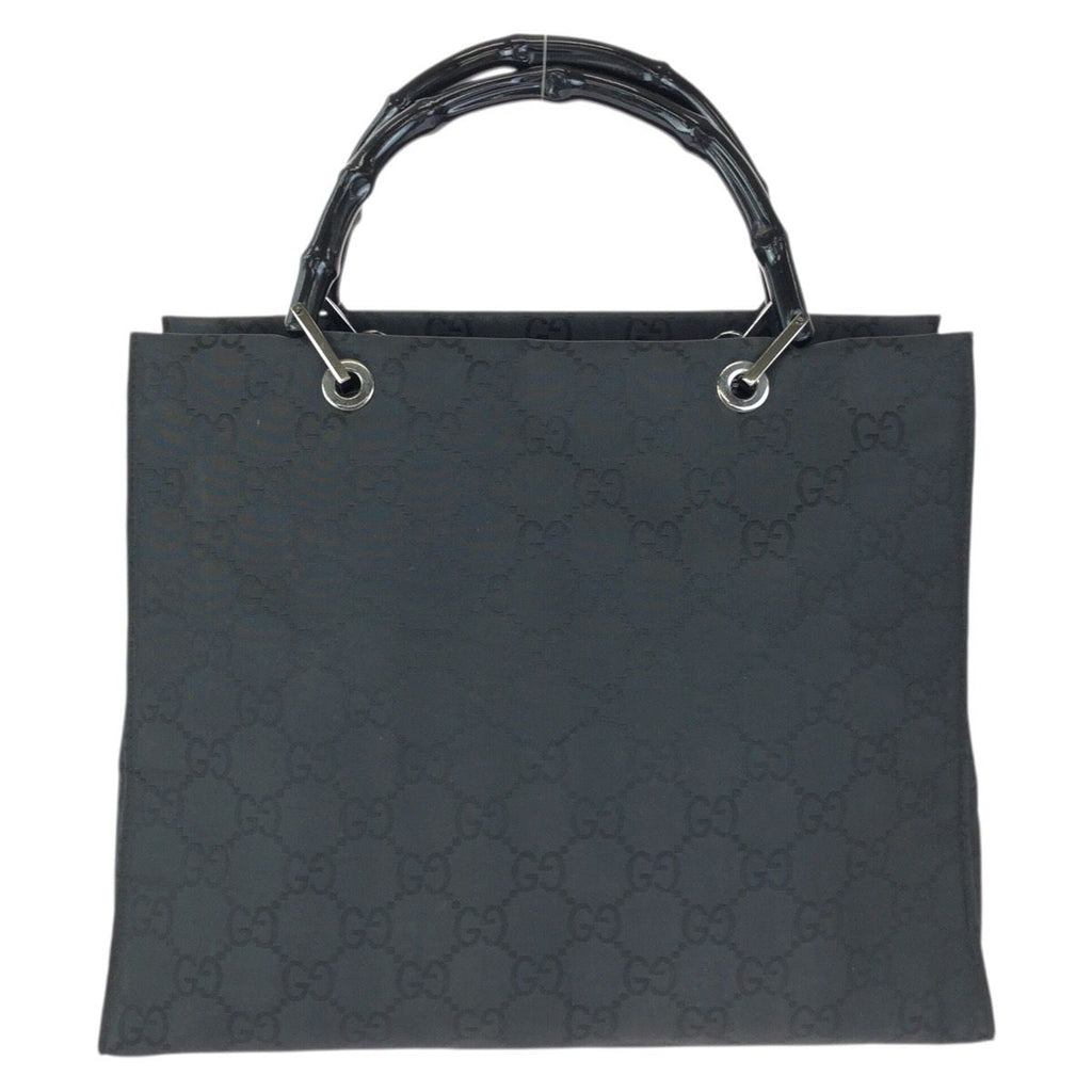 Gucci Bamboo GG Pattern Black Silver Nylon 002 Tote — view 2