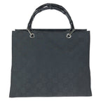 Gucci Bamboo GG Pattern Black Silver Nylon 002 Tote — view 2