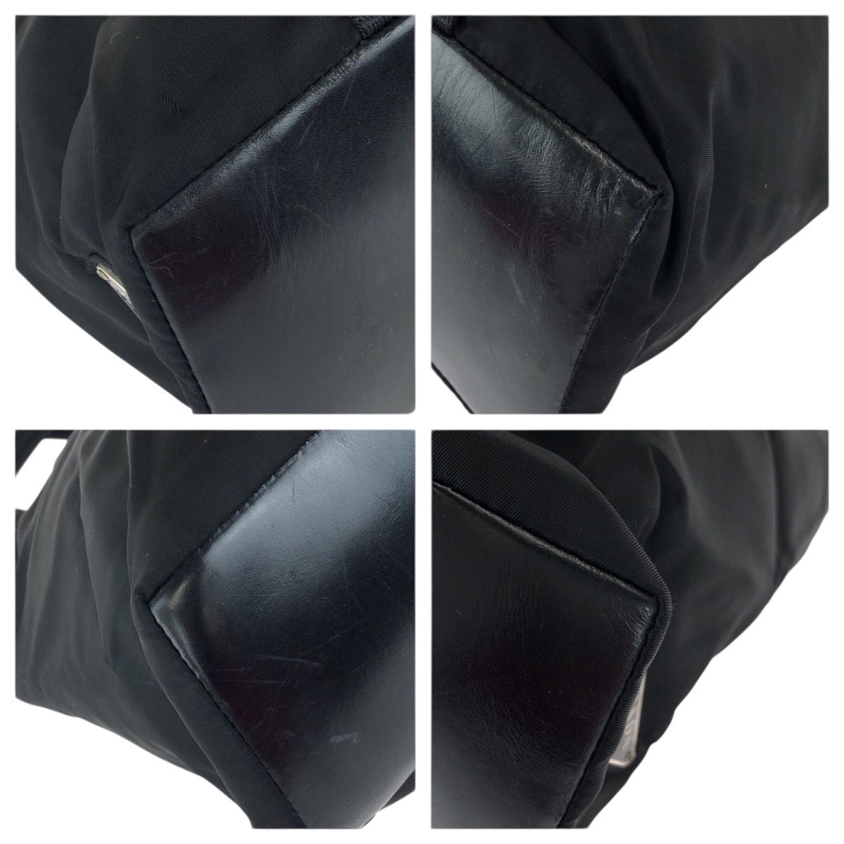 Prada Tessuto Black Silver Nylon Leather Tote Shoulder Bag — view 3