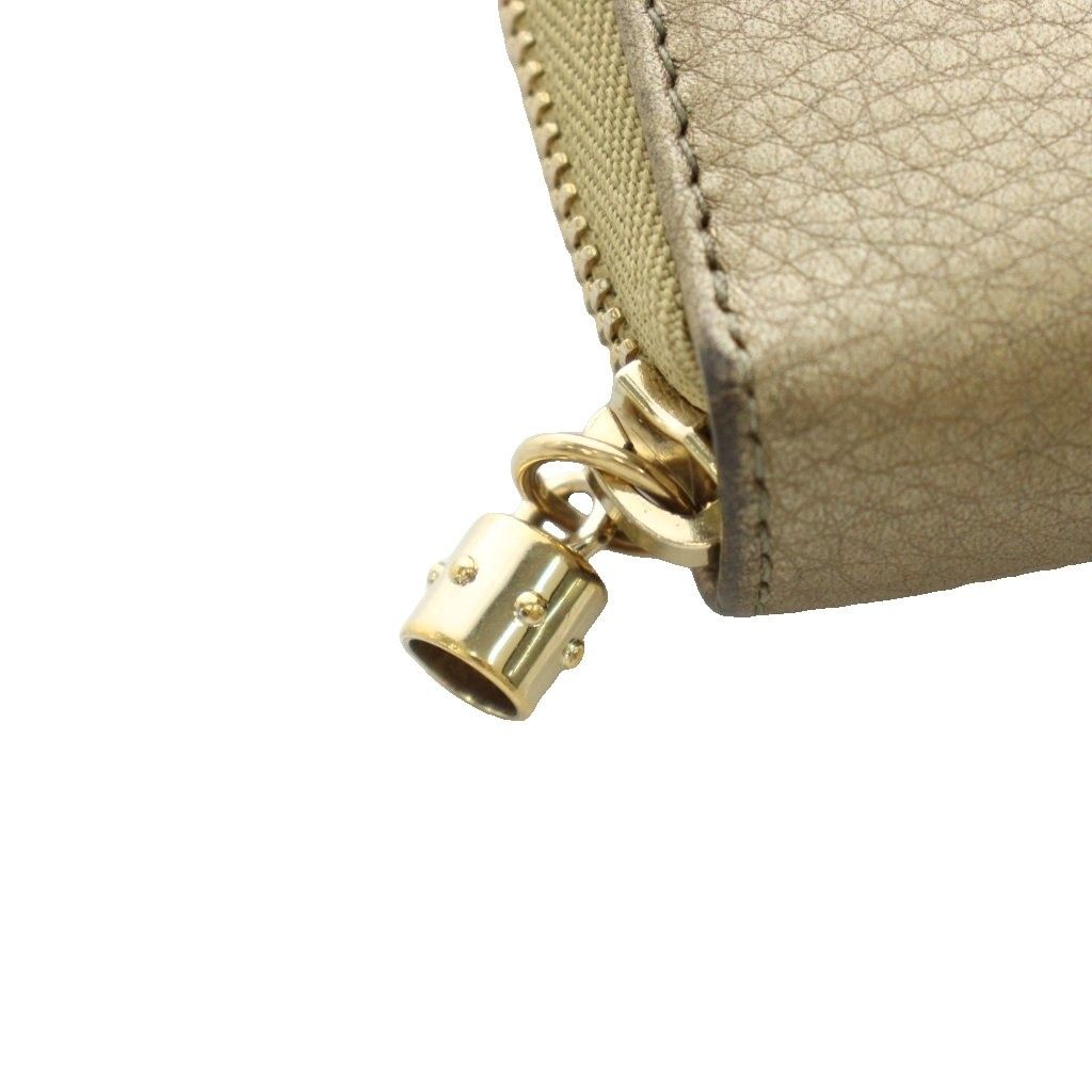 Gucci Interlocking Wallet Zip Around Coin Purse Leather Gold — view 7