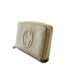 Gucci Interlocking Wallet Zip Around Coin Purse Leather Gold — view 4