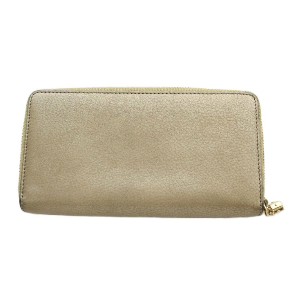 Gucci Interlocking Wallet Zip Around Coin Purse Leather Gold — view 2