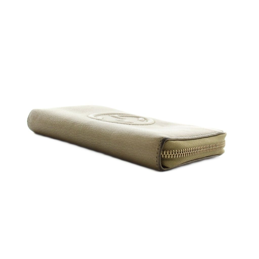 Gucci Interlocking Wallet Zip Around Coin Purse Leather Gold — view 5