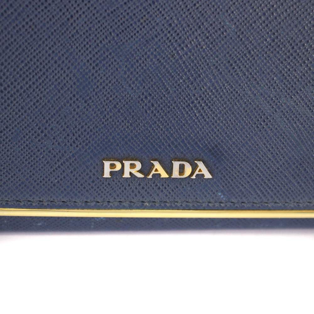 Prada Wallet Bifold Saffiano Leather Navy Blue TK — view 8