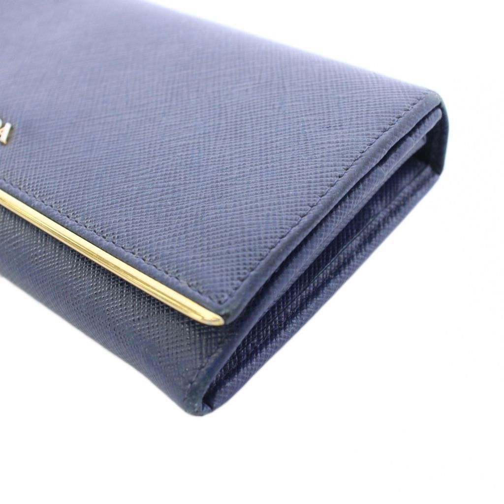 Prada Wallet Bifold Saffiano Leather Navy Blue TK — view 6