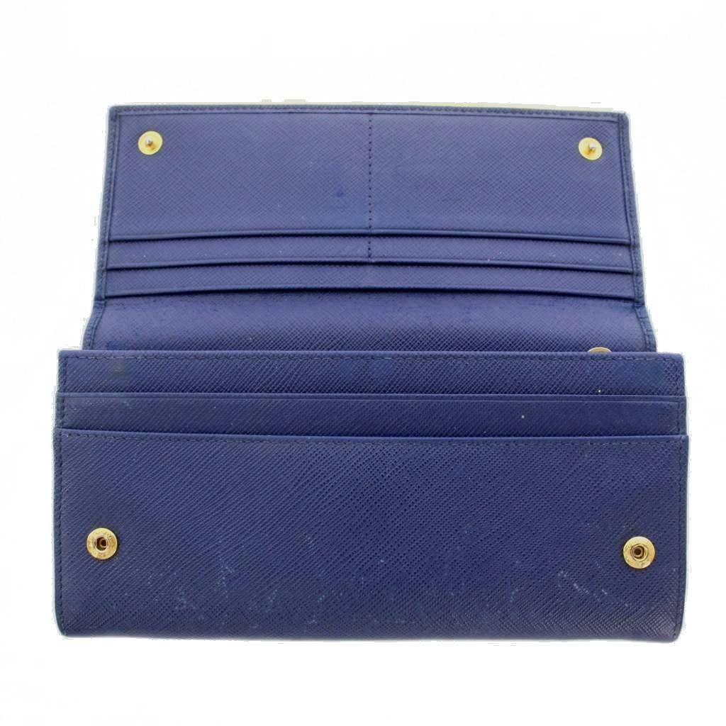 Prada Wallet Bifold Saffiano Leather Navy Blue TK — view 3