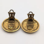 Chanel Earrings CC Logo Twist Large Round Circle Gold First Era Vintage — view 5