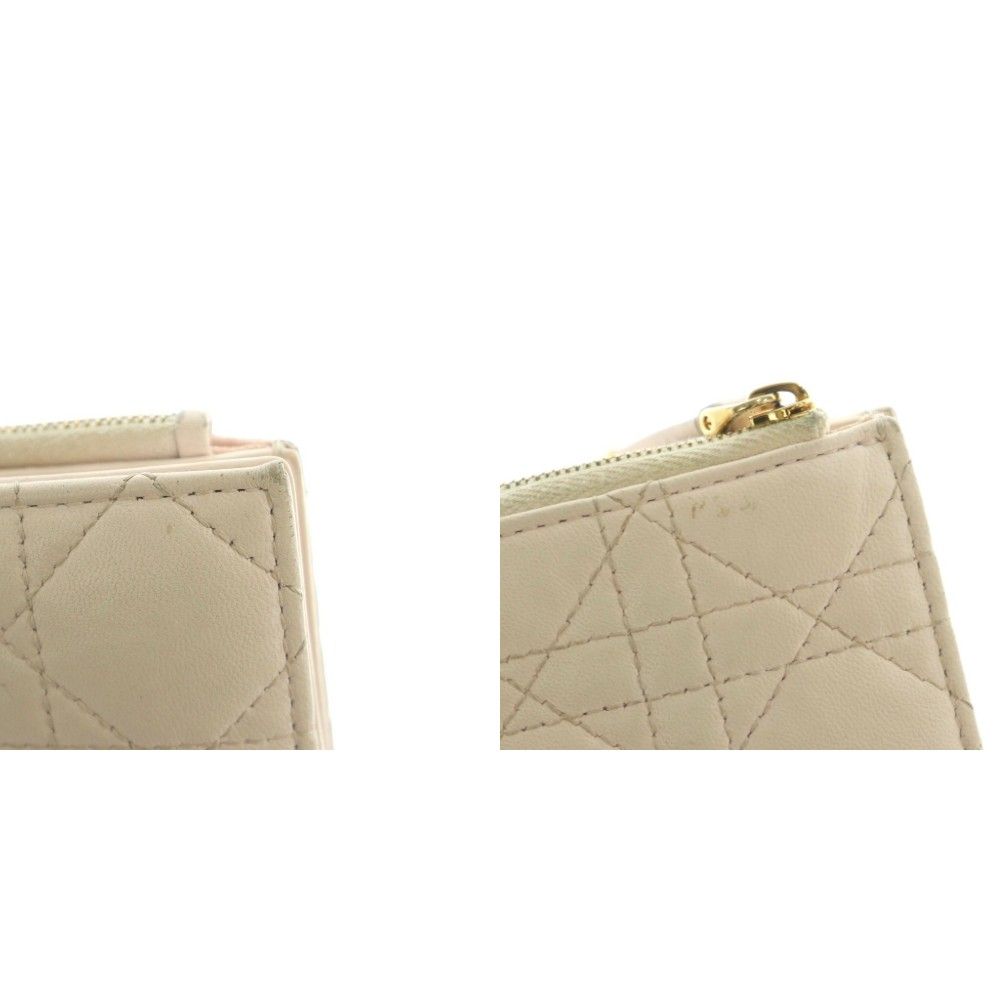 Dior le Jolie Dahlia Wallet Bifold Coin Purse Cannage Stitching Light Pink — view 9