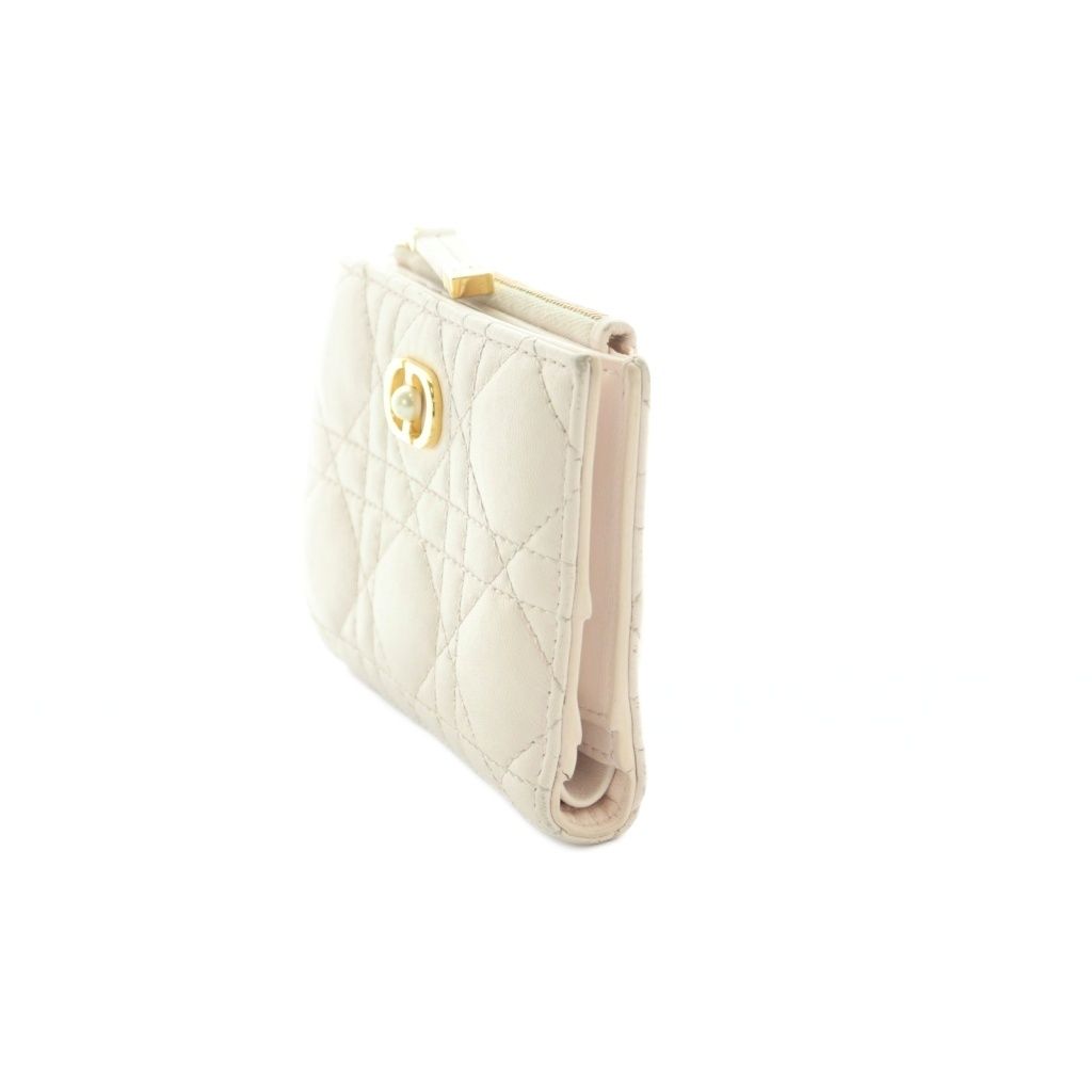 Dior le Jolie Dahlia Wallet Bifold Coin Purse Cannage Stitching Light Pink — view 3