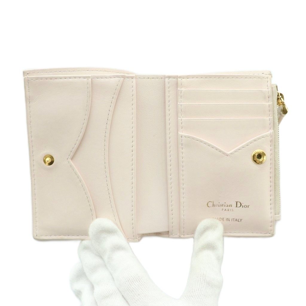Dior le Jolie Dahlia Wallet Bifold Coin Purse Cannage Stitching Light Pink — view 5