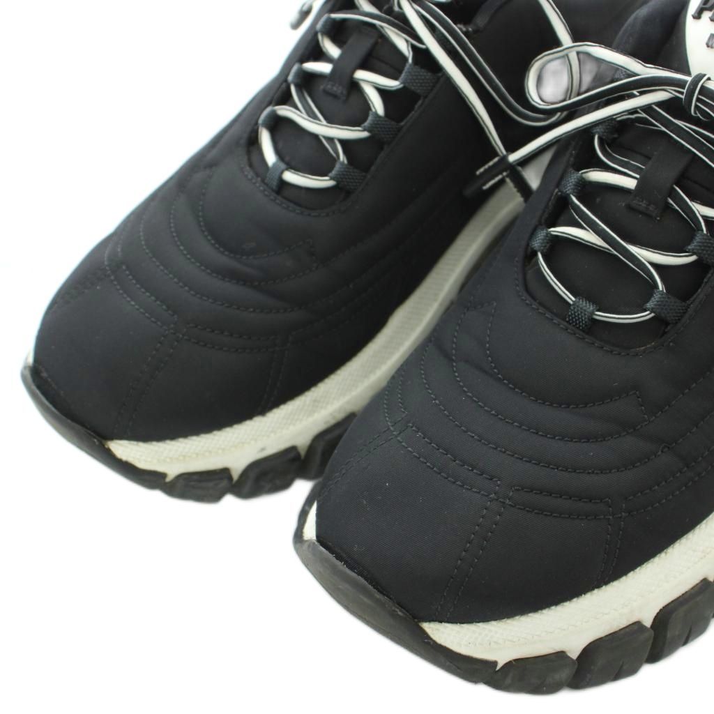 Prada Re-Nylon Gabardine Sneakers 36.5 Black Quilted Upper Lug Sole Mid Cut RI — view 3