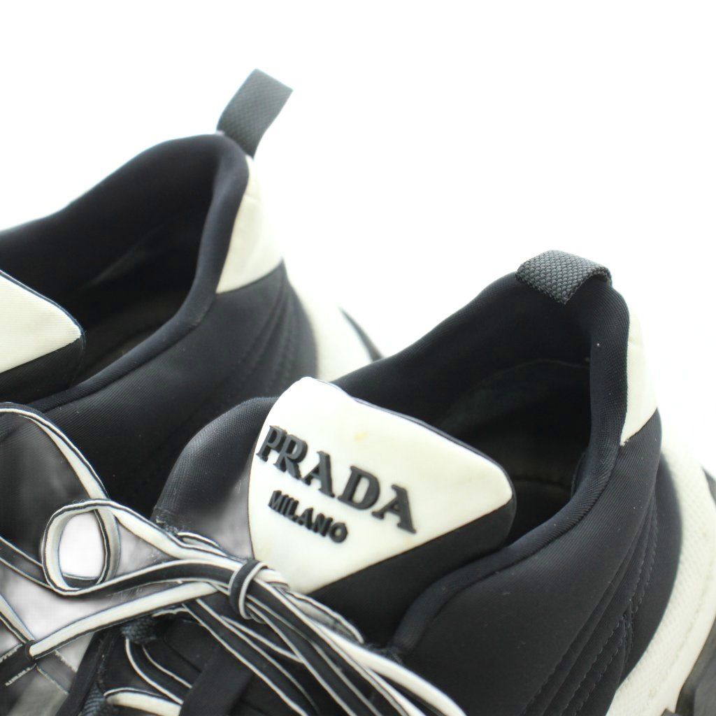 Prada Re-Nylon Gabardine Sneakers 36.5 Black Quilted Upper Lug Sole Mid Cut RI — view 4