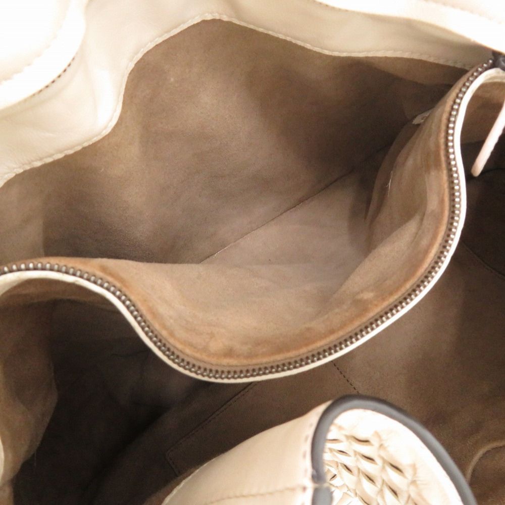 Bottega Veneta Intrecciato Mist Mink Snakeskin White Tote — view 7