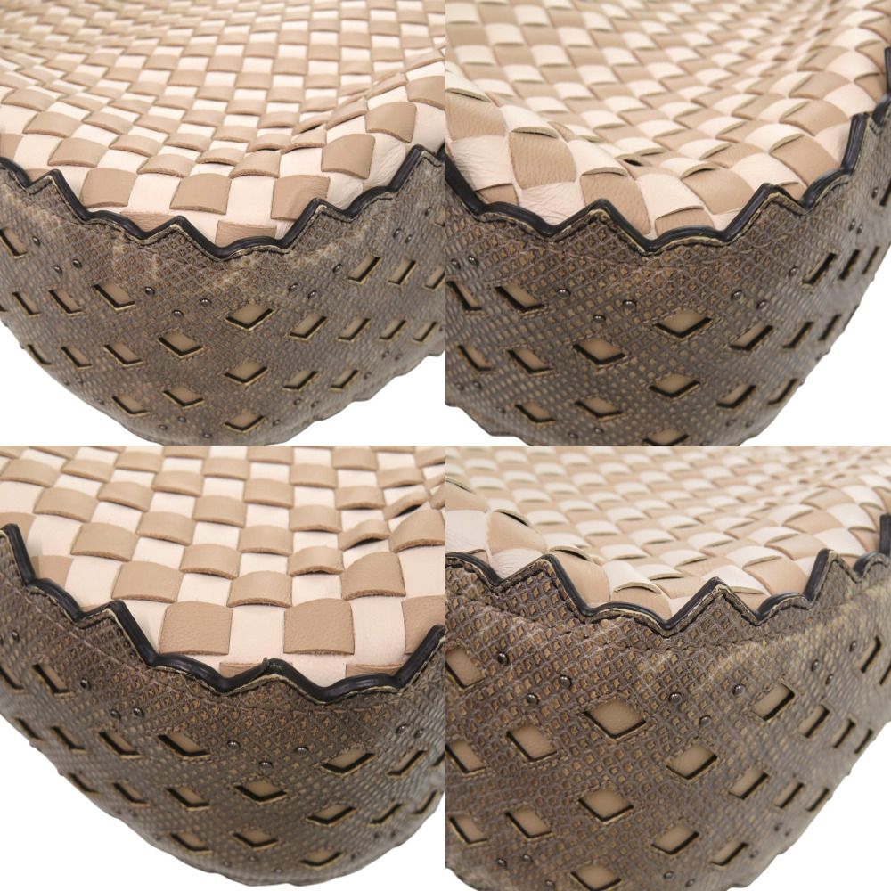Bottega Veneta Intrecciato Mist Mink Snakeskin White Tote — view 5