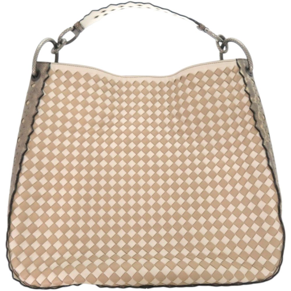 Bottega Veneta Intrecciato Mist Mink Snakeskin White Tote — view 2