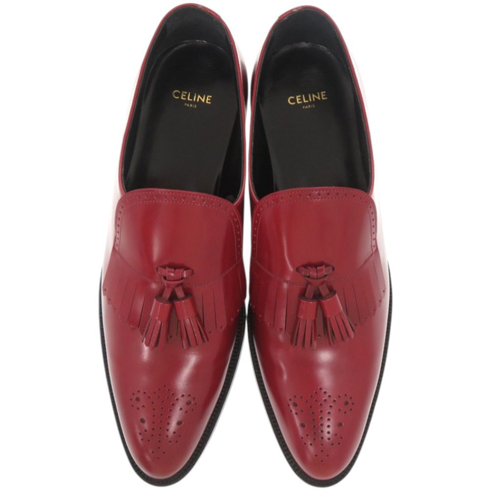 Celine Loafers Tassel Leather Red Shoes — view 3