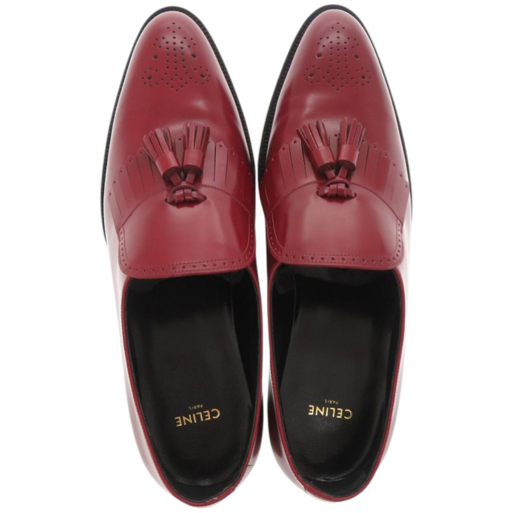 Celine Loafers Tassel Leather Red Shoes — view 6