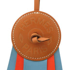 Hermes Paddock Flot Bag Charm Strap Leather Blue Atoll Brown Orange — view 4