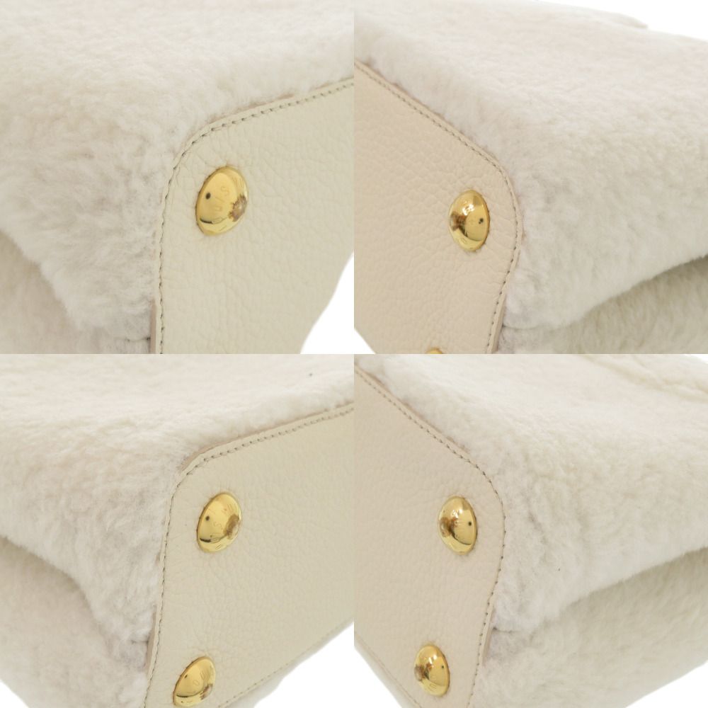 Louis Vuitton Capucines BB Shearling Lamb Leather White Handbag — view 5