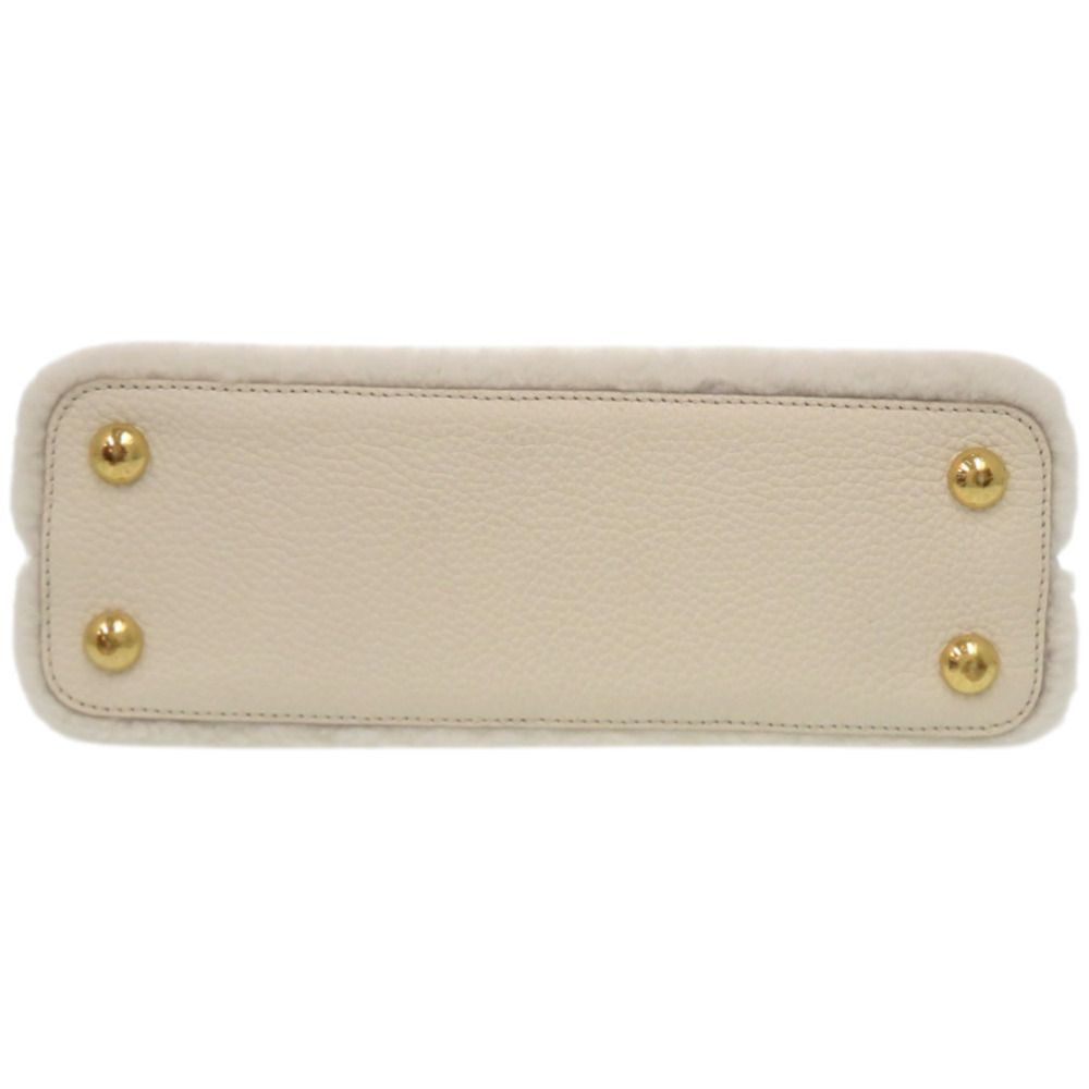 Louis Vuitton Capucines BB Shearling Lamb Leather White Handbag — view 4