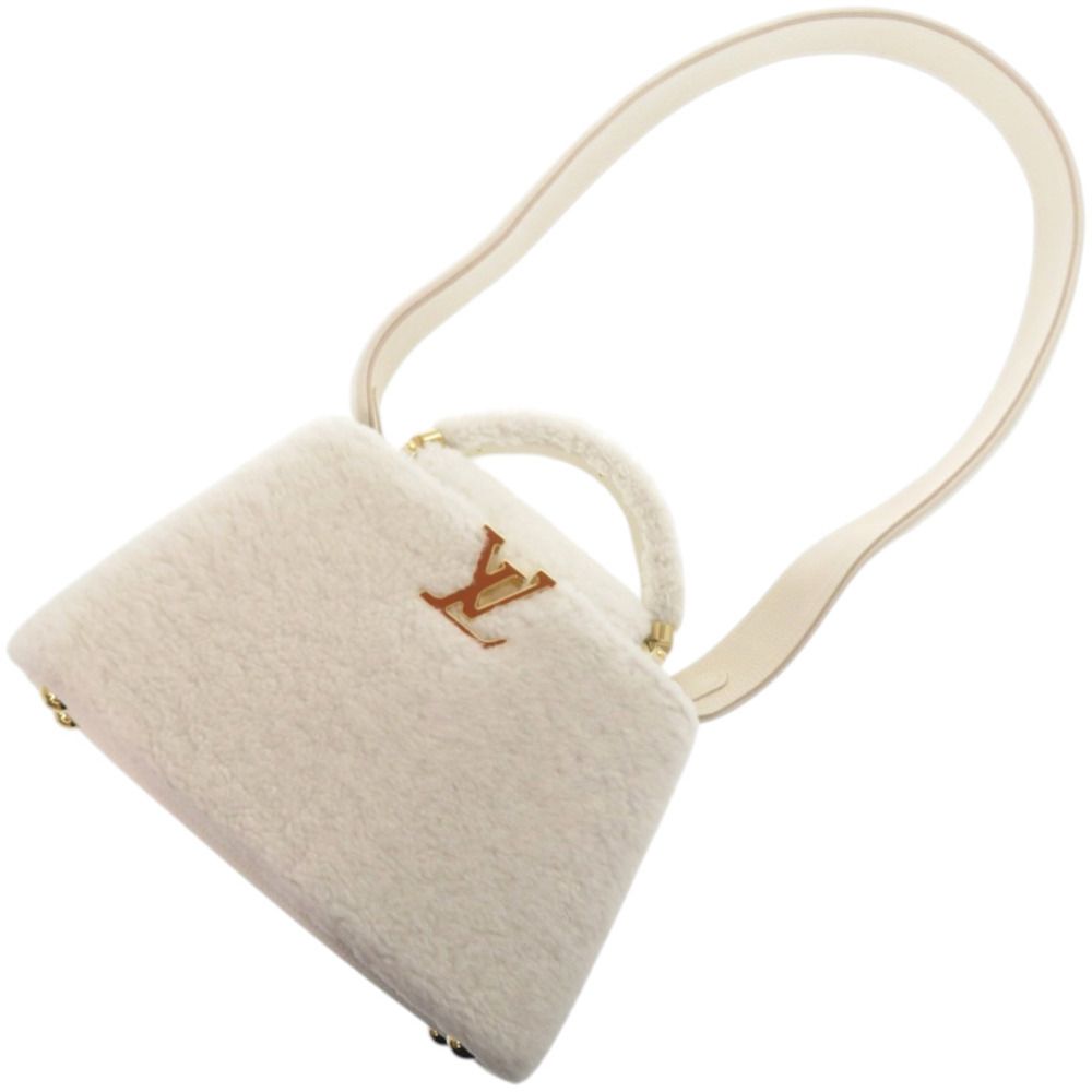 Louis Vuitton Capucines BB Shearling Lamb Leather White Handbag — view 6