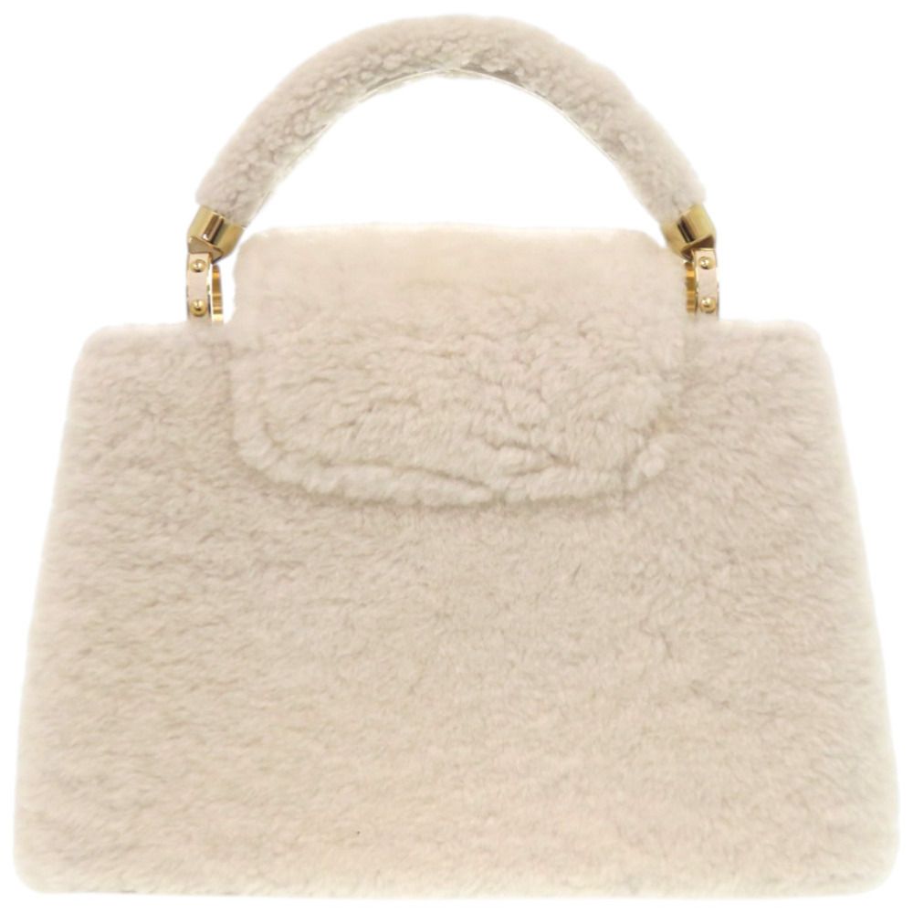 Louis Vuitton Capucines BB Shearling Lamb Leather White Handbag — view 2