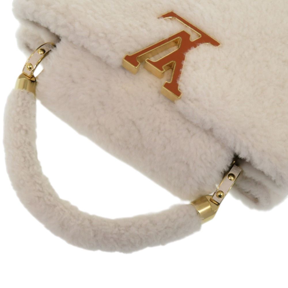 Louis Vuitton Capucines BB Shearling Lamb Leather White Handbag — view 3