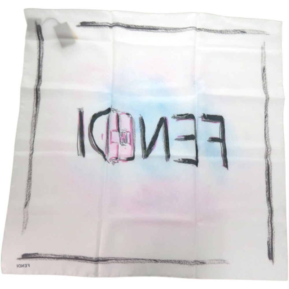 Fendi Baguette Mania Logo Silk White Scarf — view 3