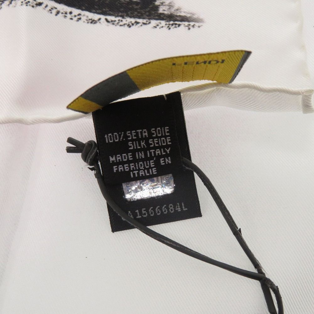 Fendi Baguette Mania Logo Silk White Scarf — view 5
