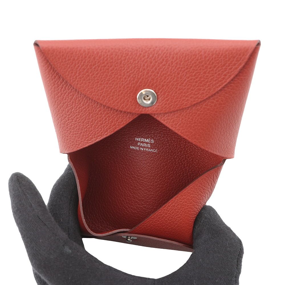 Hermes Card Case Calvi Brick Ever Color Business Holder — view 5