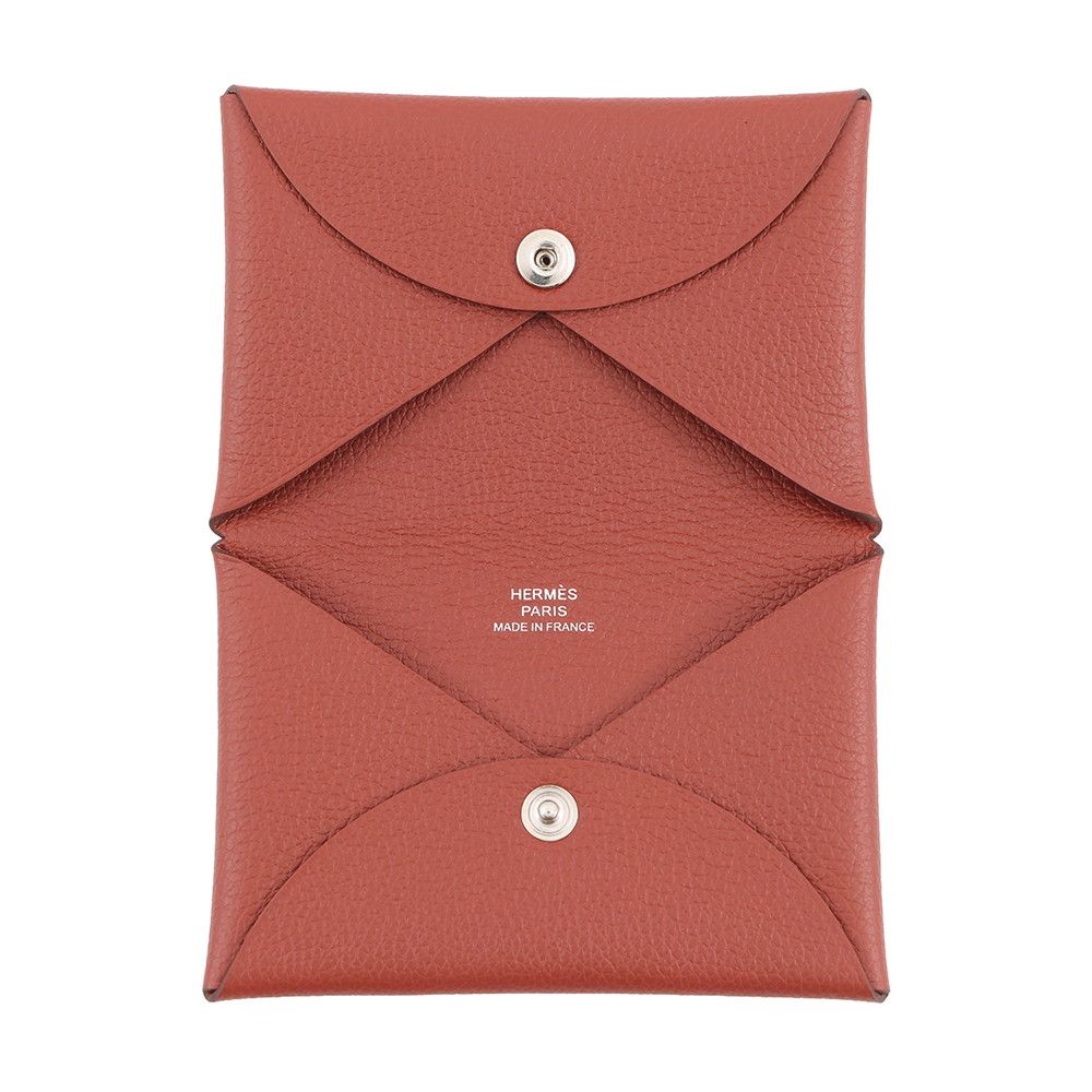 Hermes Card Case Calvi Brick Ever Color Business Holder — view 4