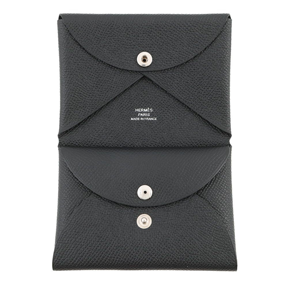 Hermes Coin Case Calvi Duo Black Silver Epsom Wallet — view 4
