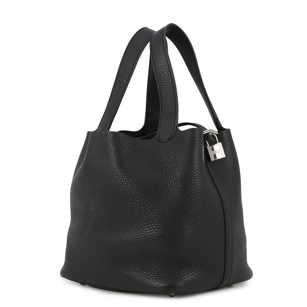 Hermes Handbag Picotin Lock MM Black Silver Taurillon Clemence — view 2