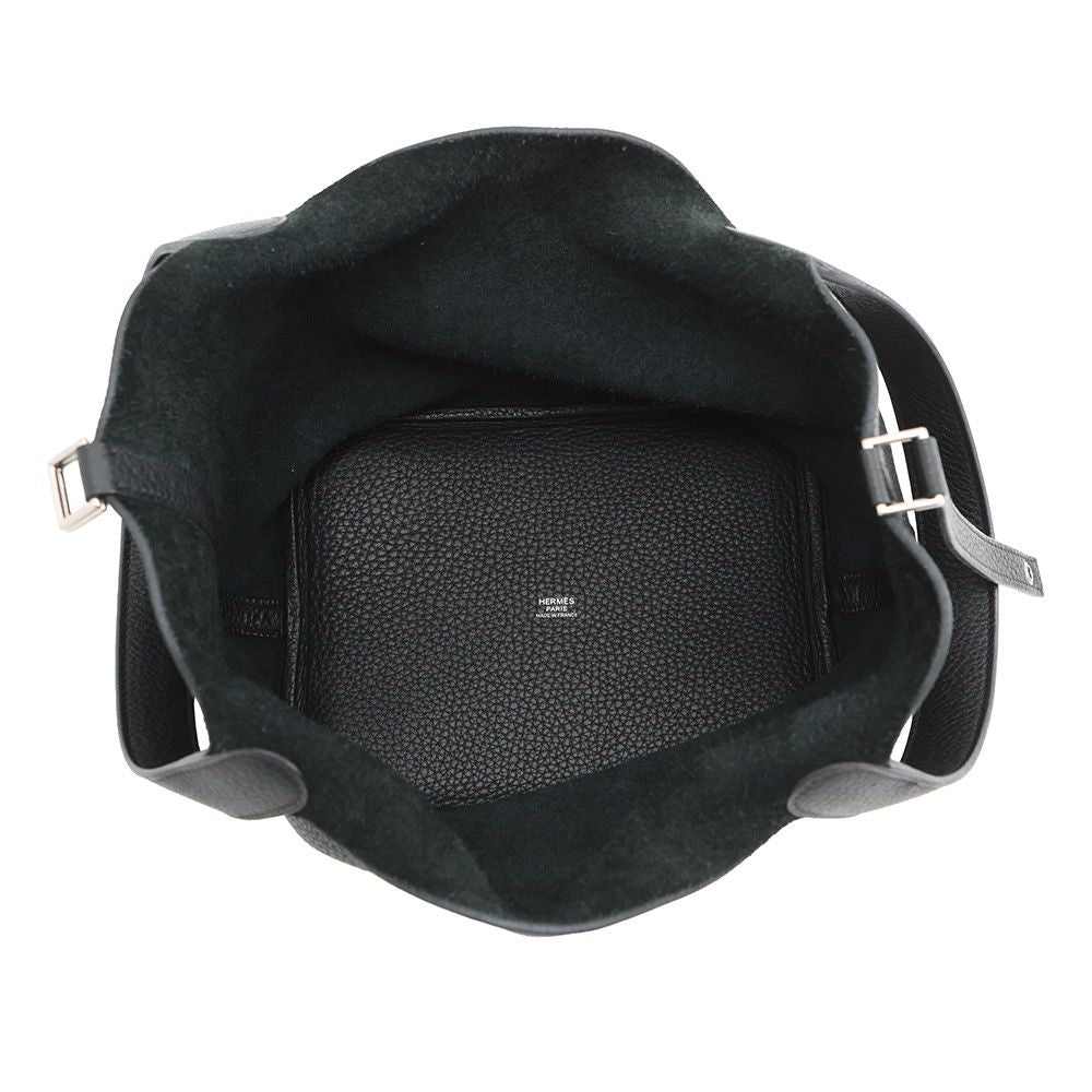 Hermes Handbag Picotin Lock MM Black Silver Taurillon Clemence — view 5