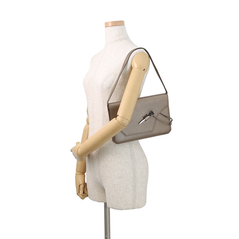 Hermes Shoulder Bag Envelope Gold Silver Chevre Misor — view 4
