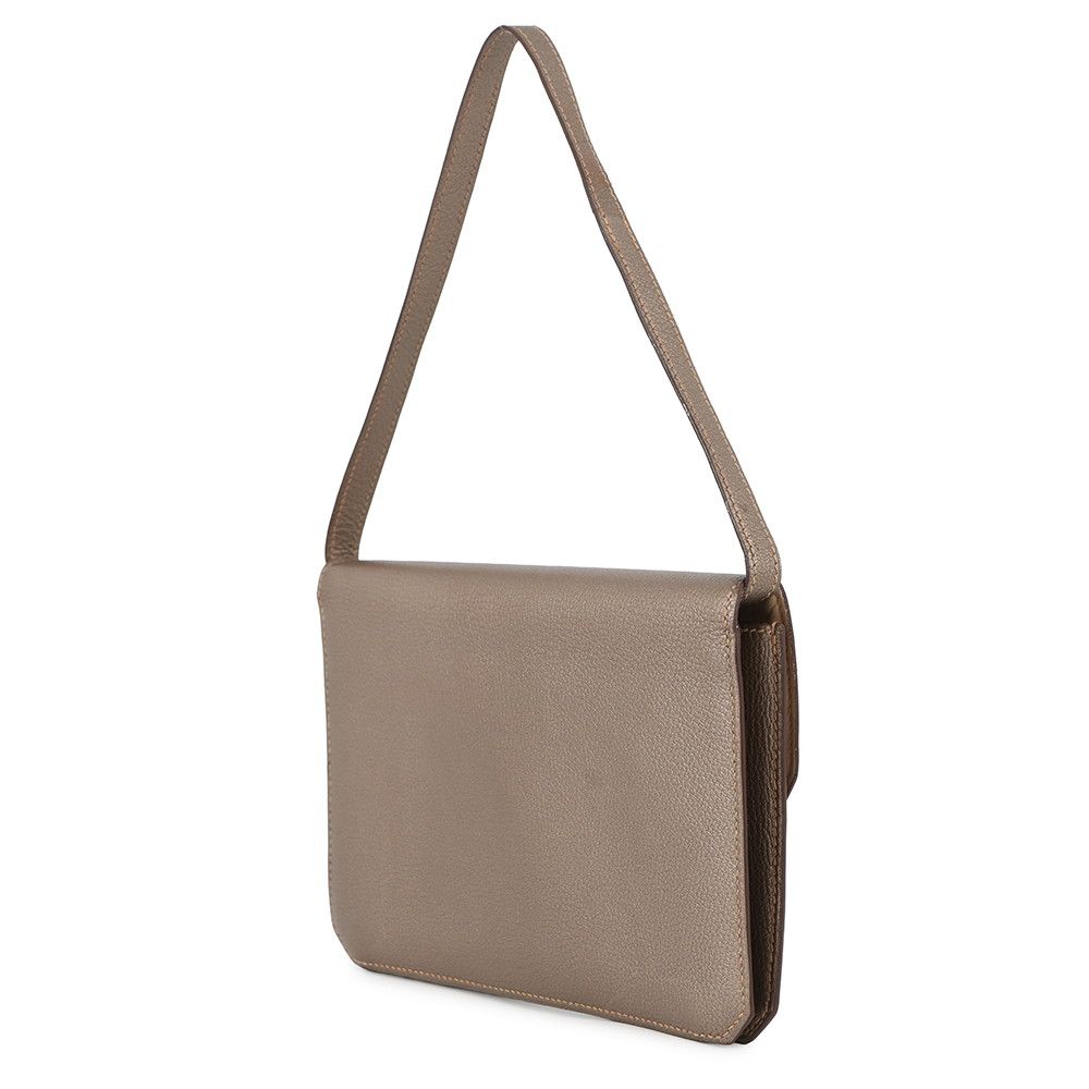 Hermes Shoulder Bag Envelope Gold Silver Chevre Misor — view 2