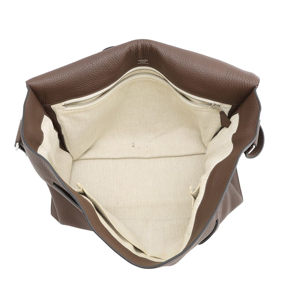 Hermes Shoulder Bag Sac Alfred Taupe Silver Taurillon Clemence — view 5