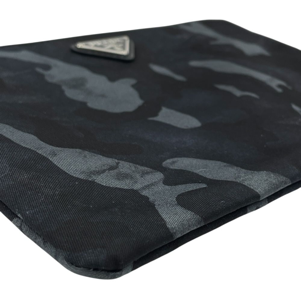 Prada Camouflage Nylon Pouch Makeup Black Triangle Plate Logo Sophistication — view 3