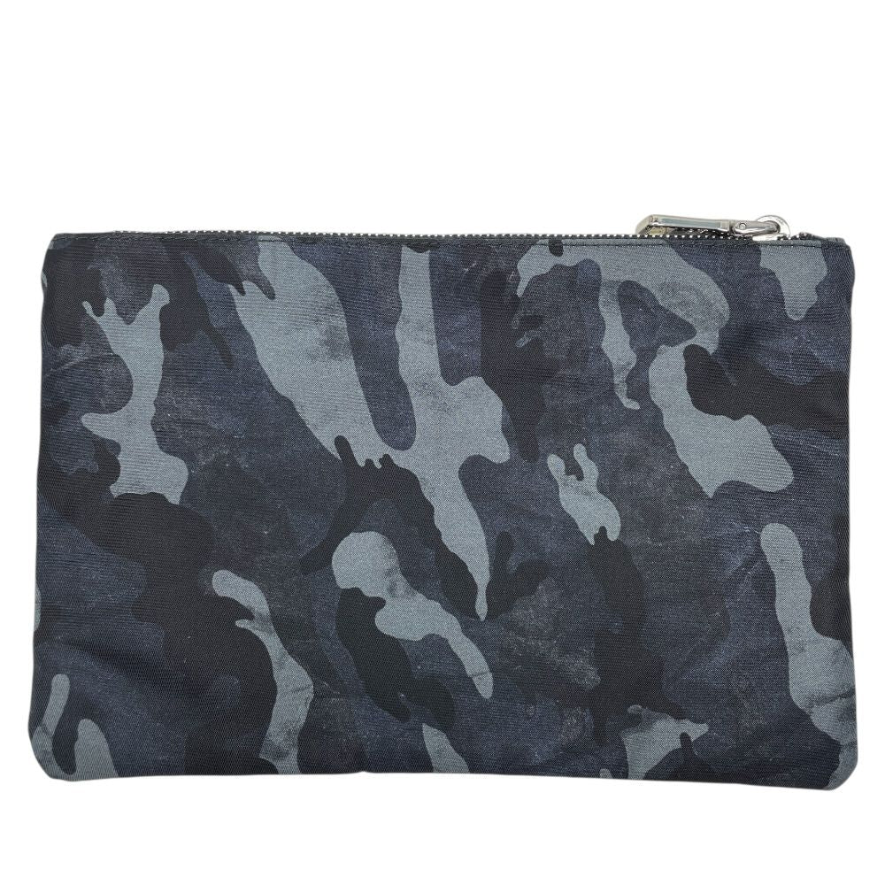 Prada Camouflage Nylon Pouch Makeup Black Triangle Plate Logo Sophistication — view 2